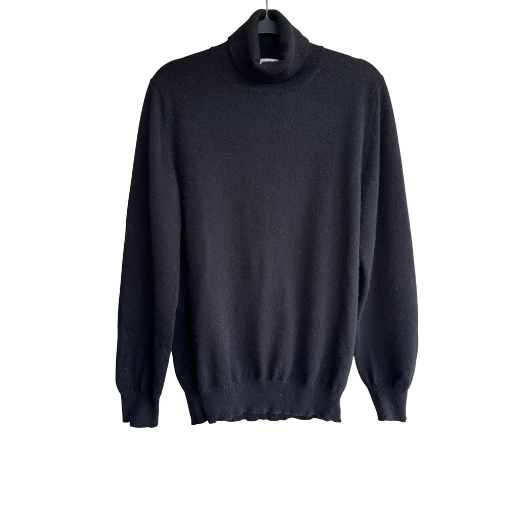 Luca Faloni Black 100% Cashmere Roll Neck Turtleneck Sweater Mens Medium Italy
